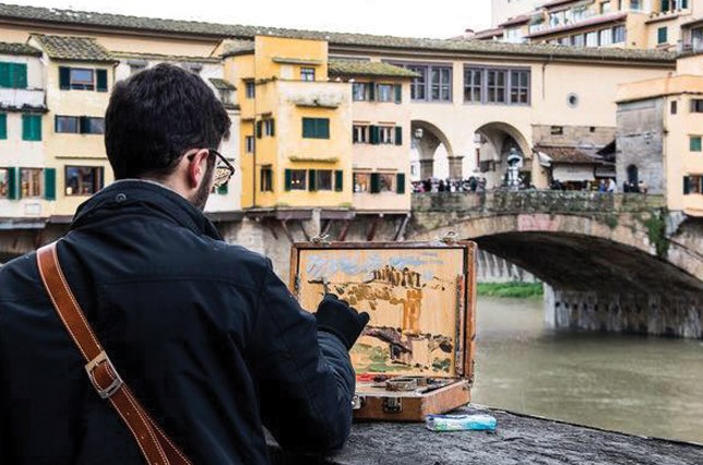 David Cassar Original Florence Landscape Cool Souvenir Campus Florence Discount