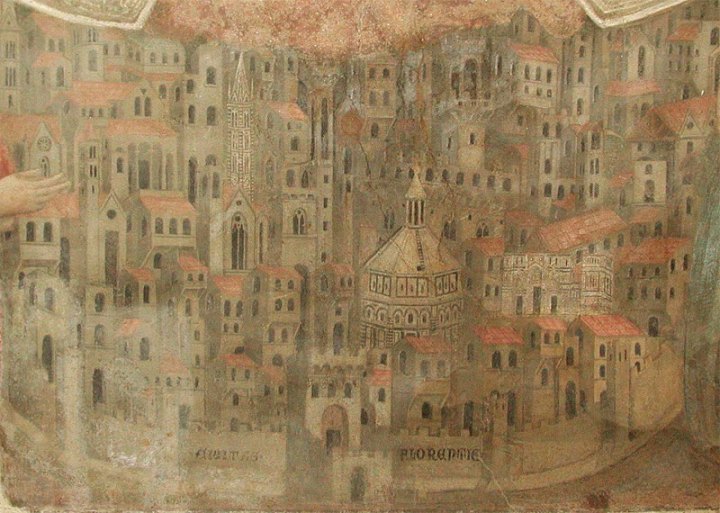 Depiction of Florence in the 14th cen­tury.